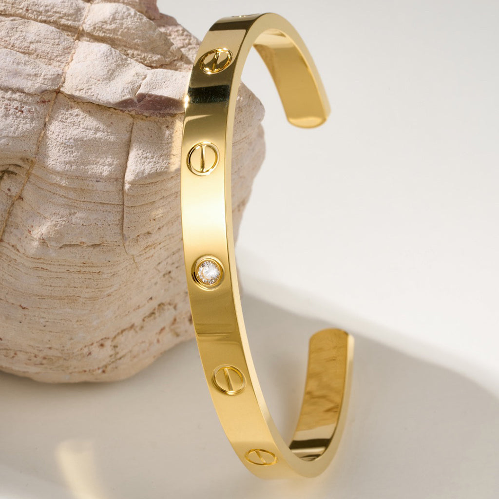 [LORA] LOVE BRACELET 6.1MM 1 DIAMOND OPEN CUFF