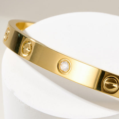 [LORA] LOVE BRACELET 6.1MM 1 DIAMOND OPEN CUFF