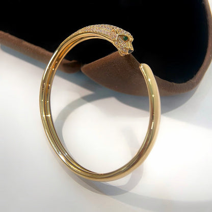 [LORA] PANTHERE HALF DIAMOND OPEN BRACELET