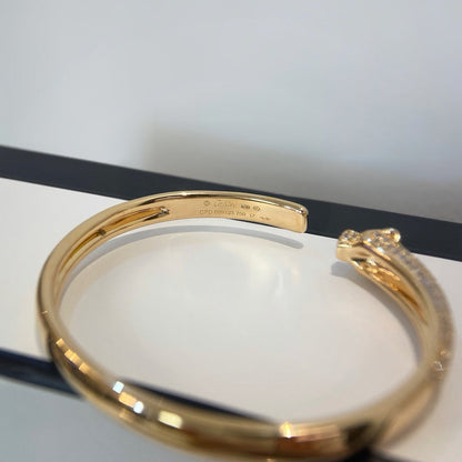 [LORA] PANTHERE HALF DIAMOND OPEN BRACELET