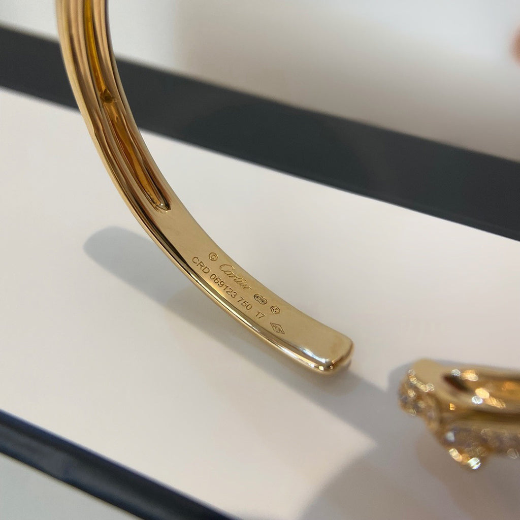 [LORA] PANTHERE HALF DIAMOND OPEN BRACELET