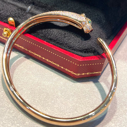 [LORA] PANTHERE HALF DIAMOND OPEN BRACELET