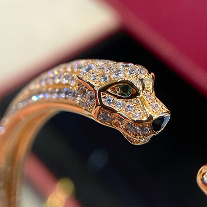 [LORA] PANTHERE HALF DIAMOND OPEN BRACELET