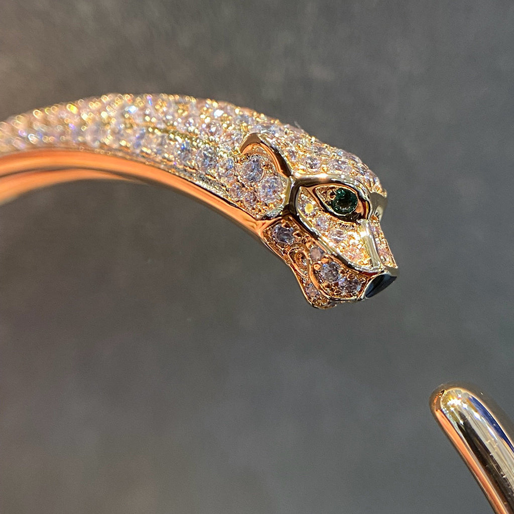 [LORA] PANTHERE HALF DIAMOND OPEN BRACELET