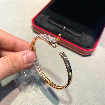 [LORA] PANTHERE HALF DIAMOND OPEN BRACELET