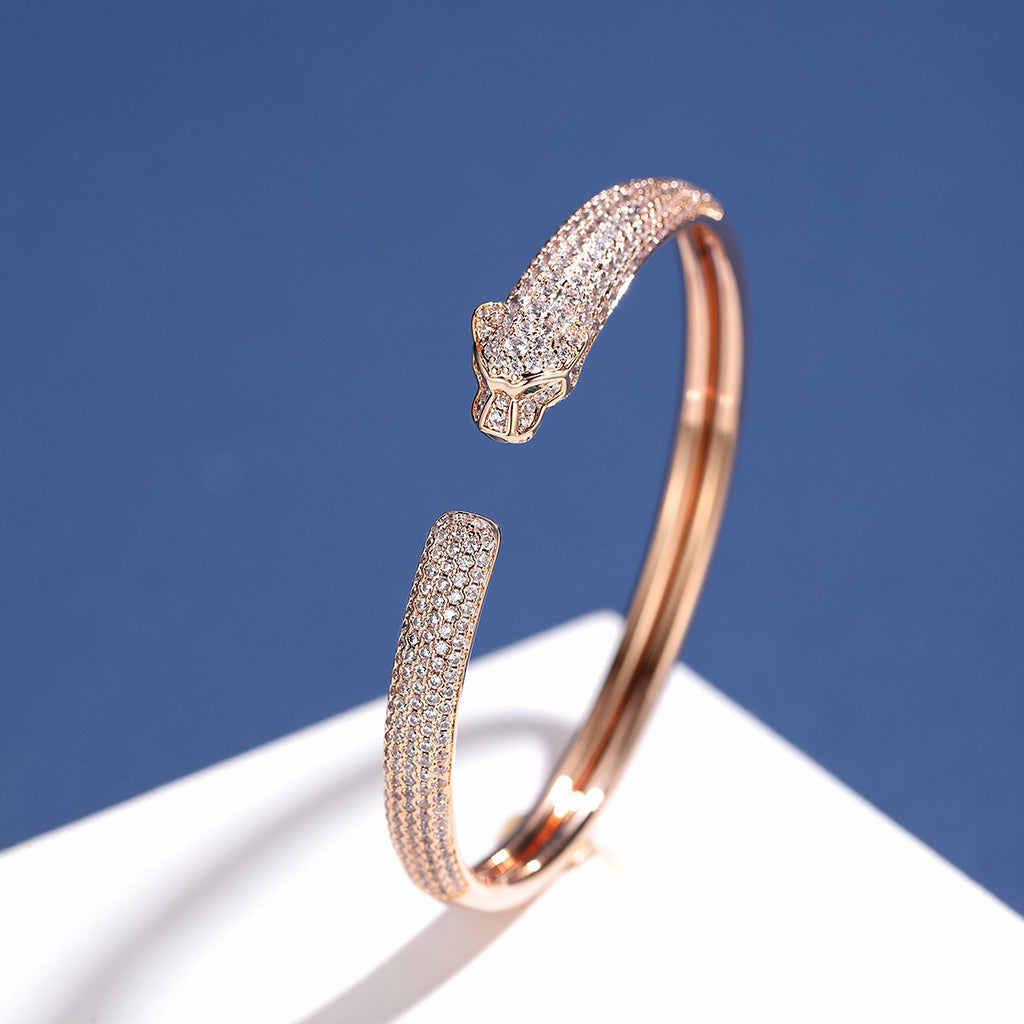 [LORA] PANTHERE FULL DIAMOND OPEN BRACELET