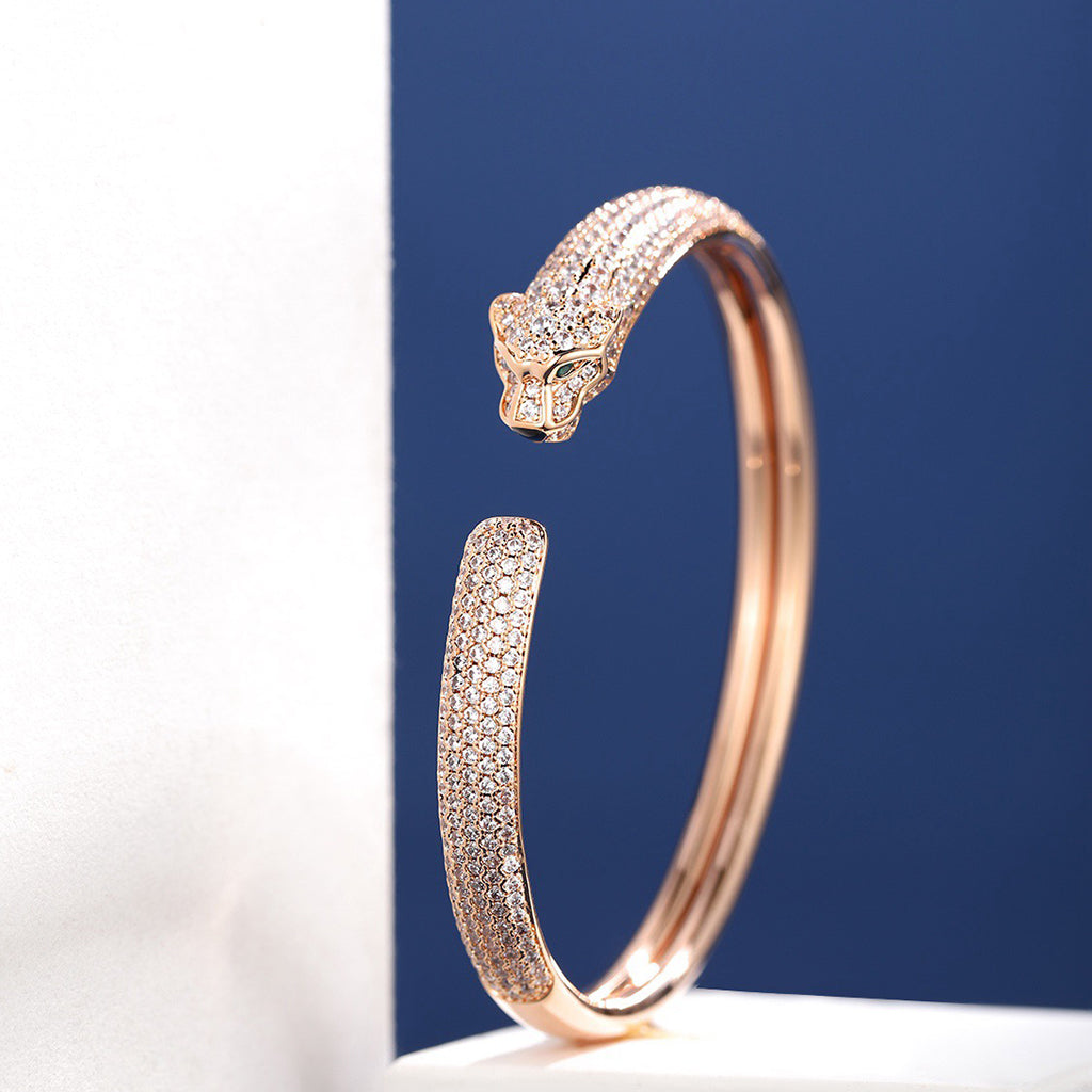 [LORA] PANTHERE FULL DIAMOND OPEN BRACELET