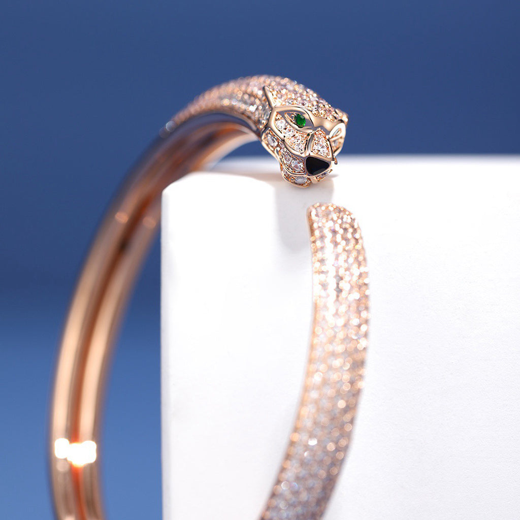 [LORA] PANTHERE FULL DIAMOND OPEN BRACELET