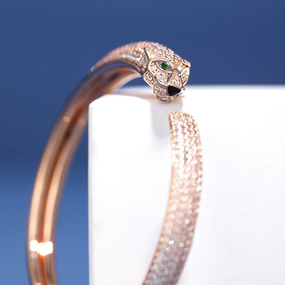 [LORA] PANTHERE FULL DIAMOND OPEN BRACELET