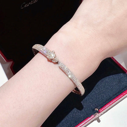 [LORA] PANTHERE FULL DIAMOND OPEN BRACELET