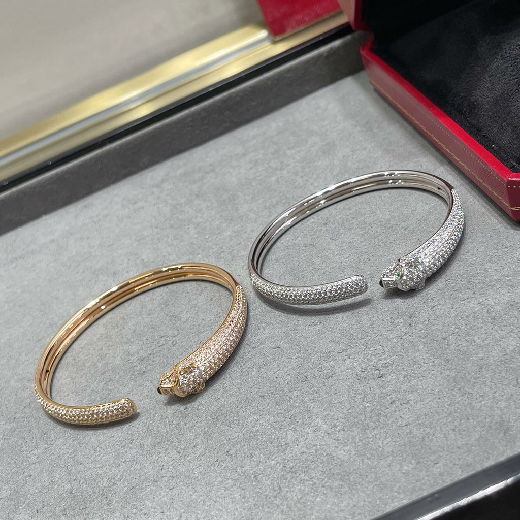 [LORA] PANTHERE FULL DIAMOND OPEN BRACELET
