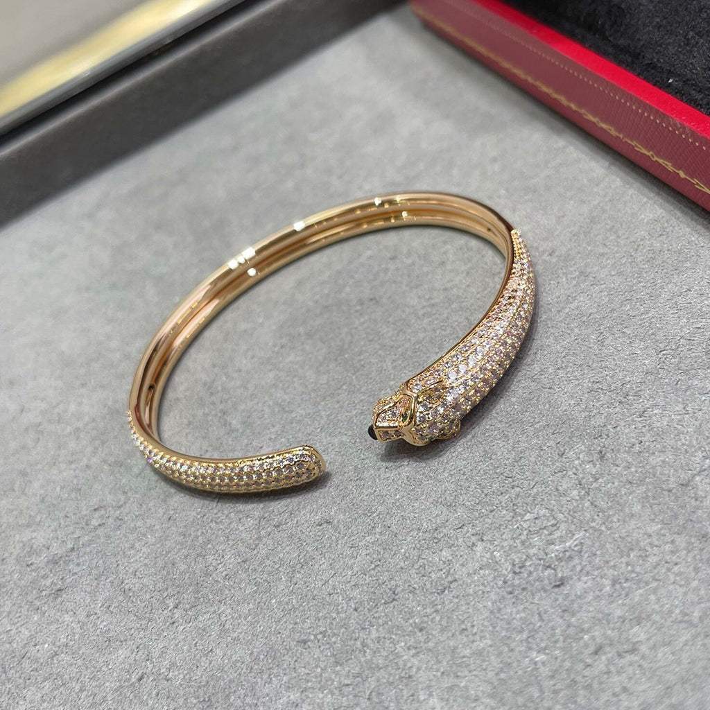 [LORA] PANTHERE FULL DIAMOND OPEN BRACELET