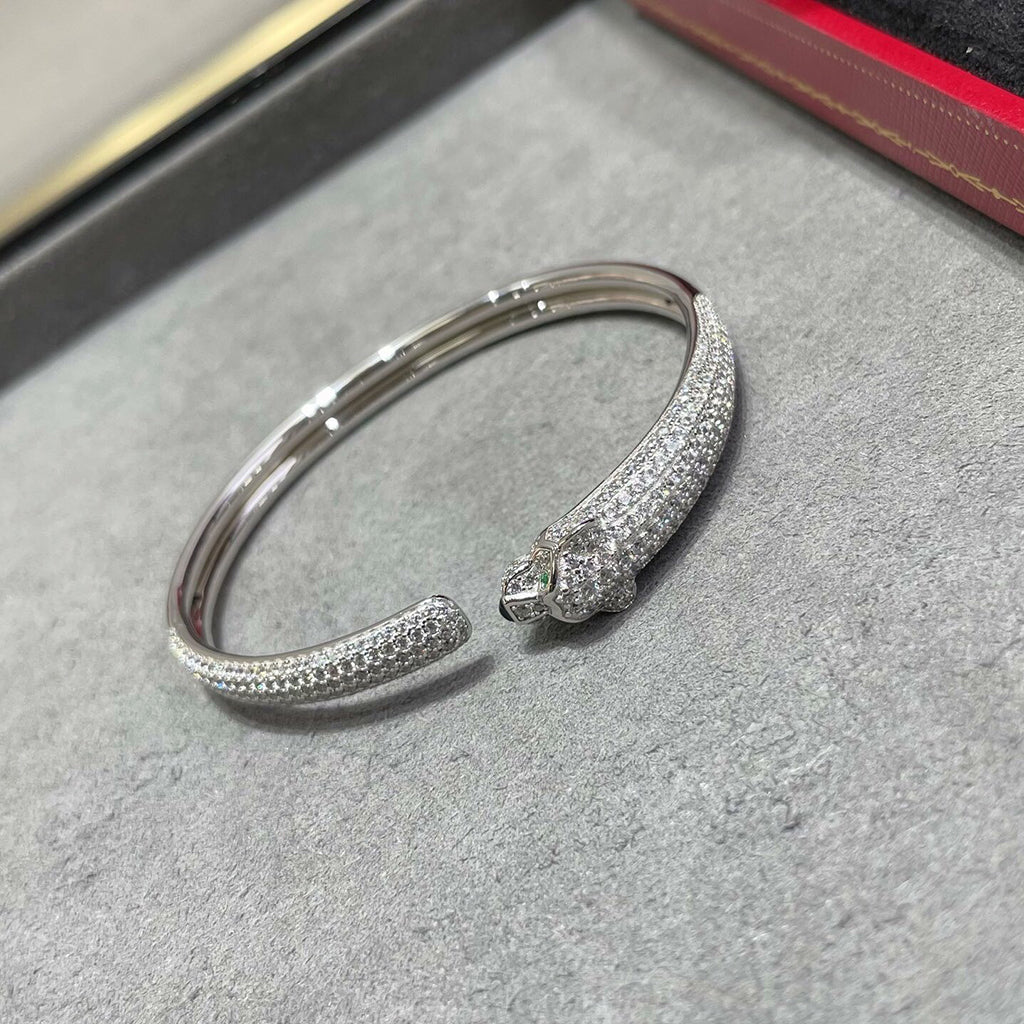 [LORA] PANTHERE FULL DIAMOND OPEN BRACELET
