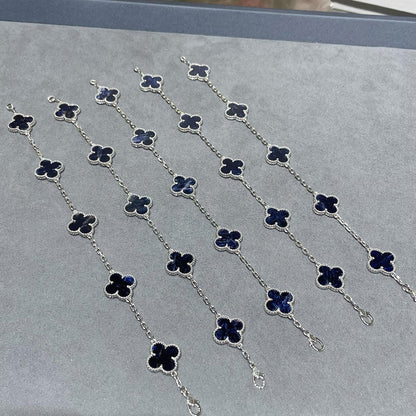 [LORA]CLOVER 5 MOTIF PIETERSITE SILVER BRACELET