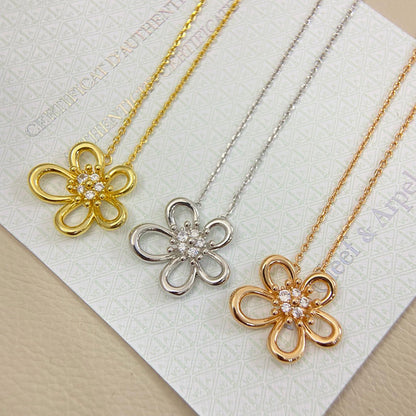 [LORA]FLOWERLACE NECKLACE 5 DIAMONDS