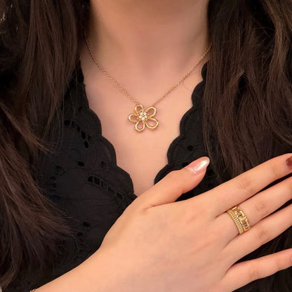 [LORA]FLOWERLACE NECKLACE 5 DIAMONDS