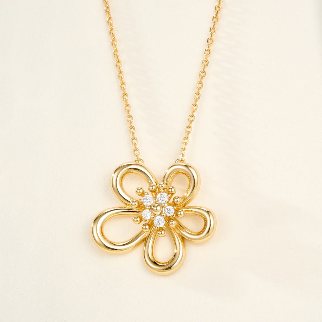 [LORA]FLOWERLACE NECKLACE 5 DIAMONDS