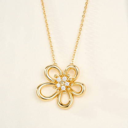 [LORA]FLOWERLACE NECKLACE 5 DIAMONDS
