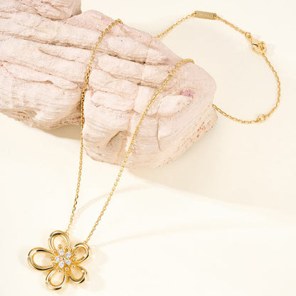 [LORA]FLOWERLACE NECKLACE 5 DIAMONDS