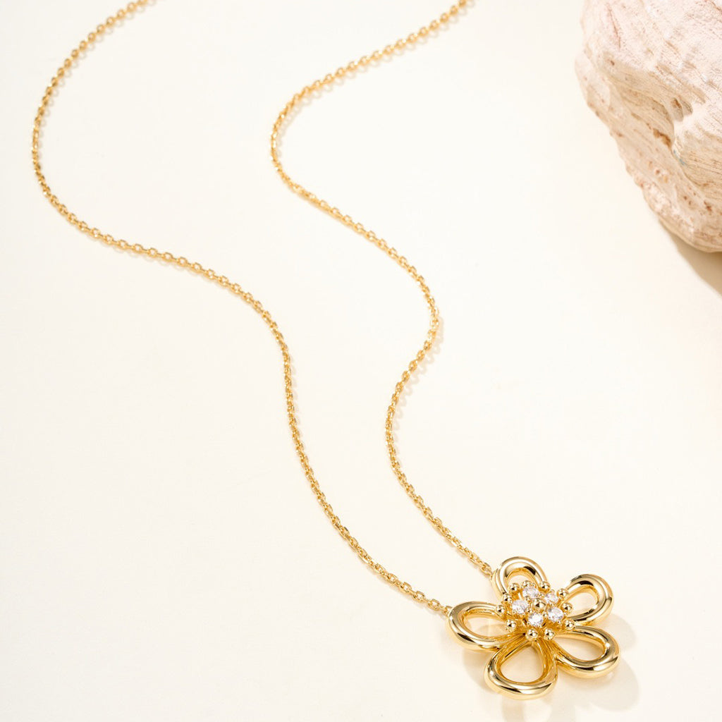 [LORA]FLOWERLACE NECKLACE 5 DIAMONDS