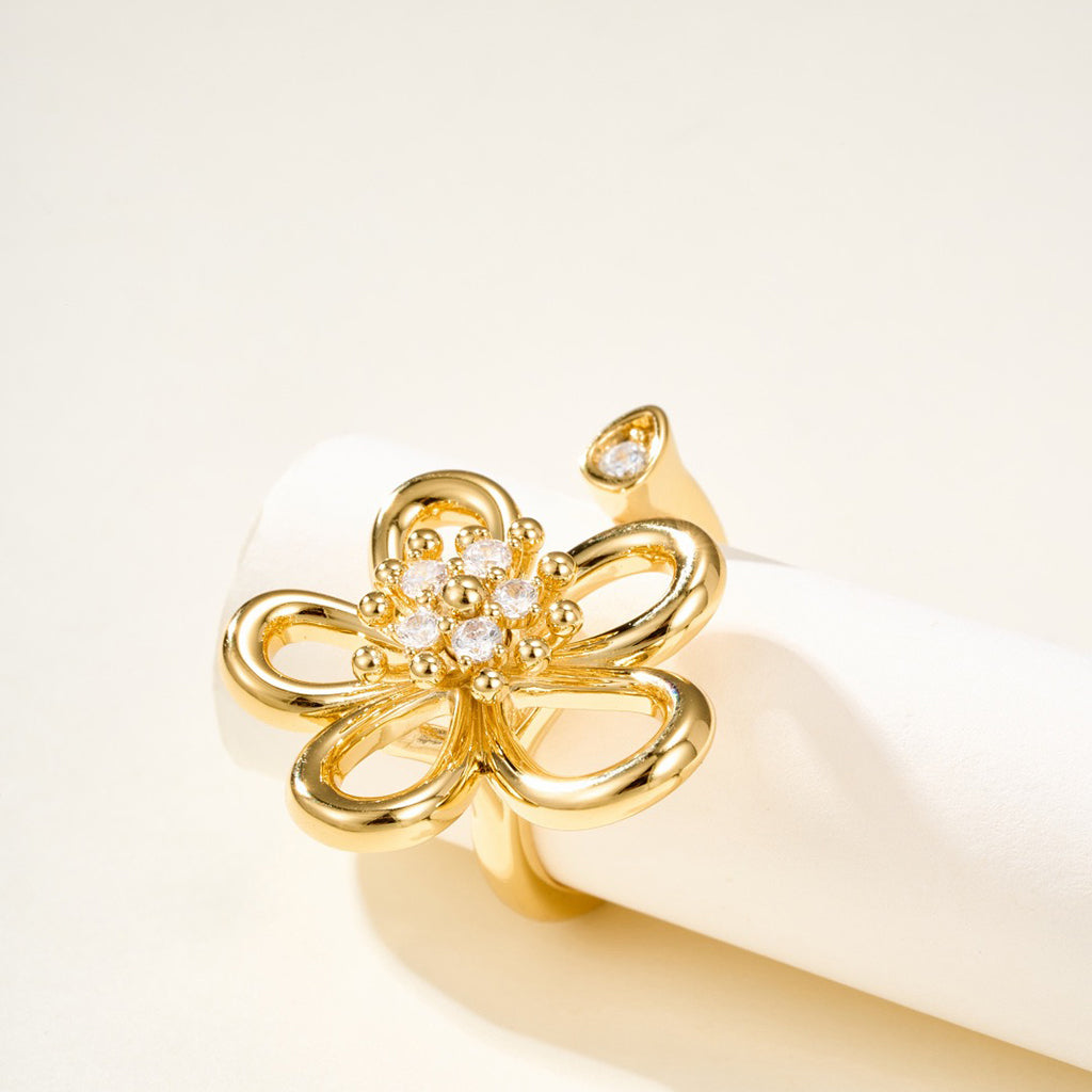 [LORA]  FLOWERLACE OPEN RING 5 DIAMONDS