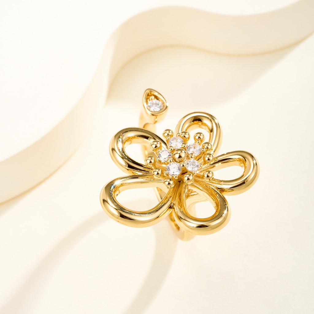 [LORA]  FLOWERLACE OPEN RING 5 DIAMONDS