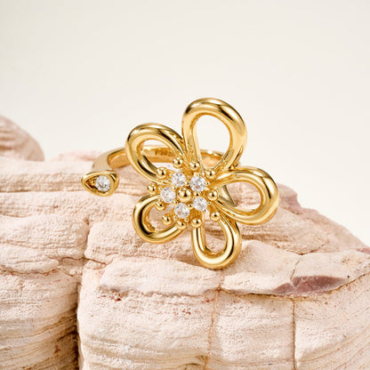 [LORA]  FLOWERLACE OPEN RING 5 DIAMONDS
