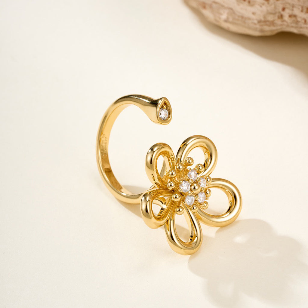 [LORA]  FLOWERLACE OPEN RING 5 DIAMONDS