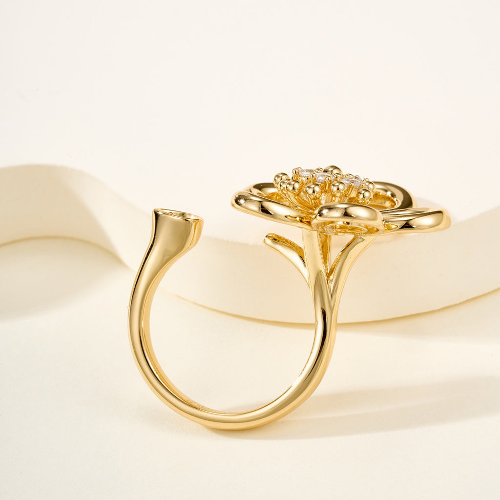 [LORA]  FLOWERLACE OPEN RING 5 DIAMONDS