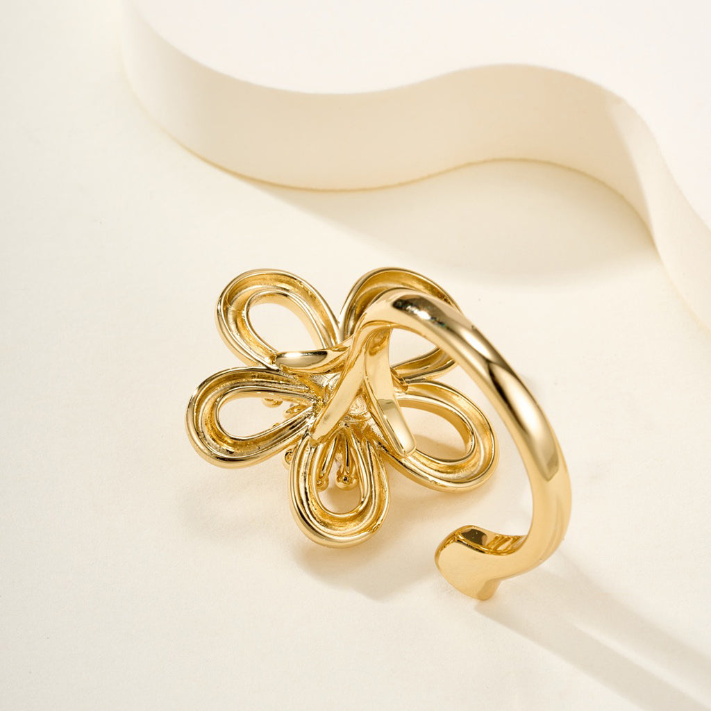 [LORA]  FLOWERLACE OPEN RING 5 DIAMONDS