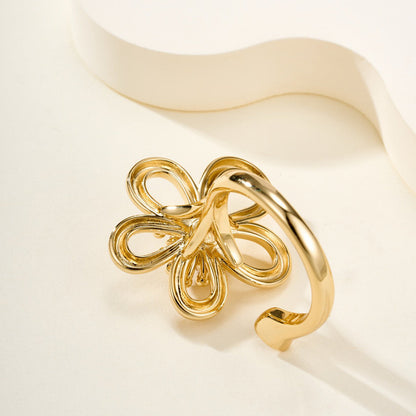 [LORA]  FLOWERLACE OPEN RING 5 DIAMONDS
