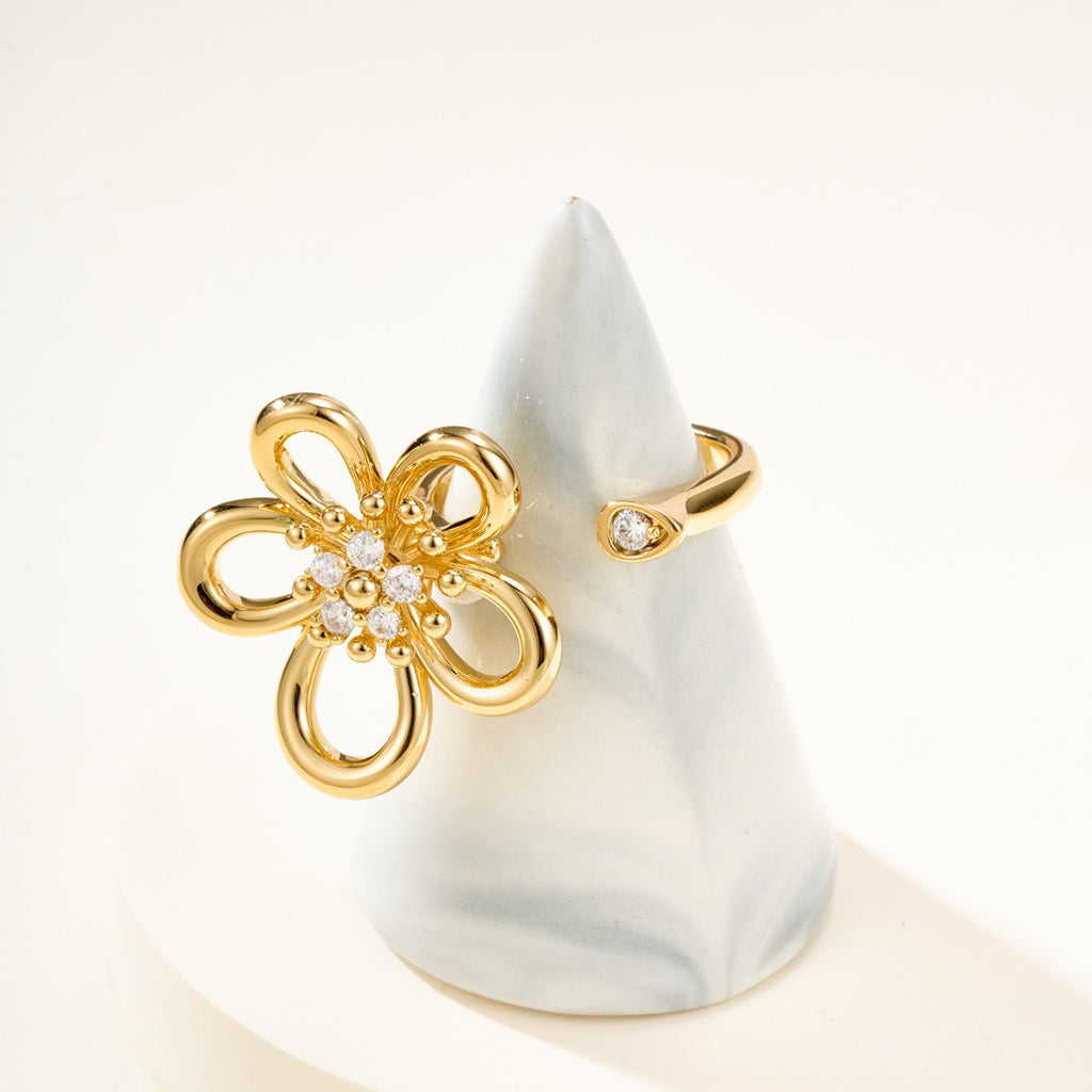 [LORA]  FLOWERLACE OPEN RING 5 DIAMONDS