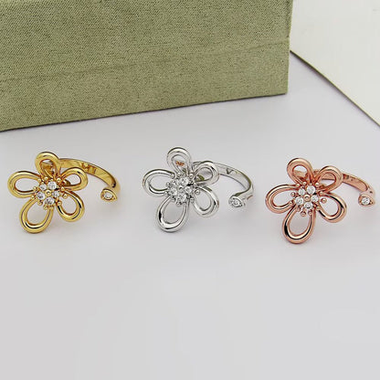 [LORA]  FLOWERLACE OPEN RING 5 DIAMONDS