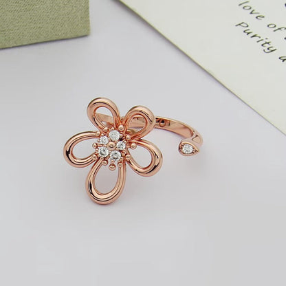 [LORA]  FLOWERLACE OPEN RING 5 DIAMONDS
