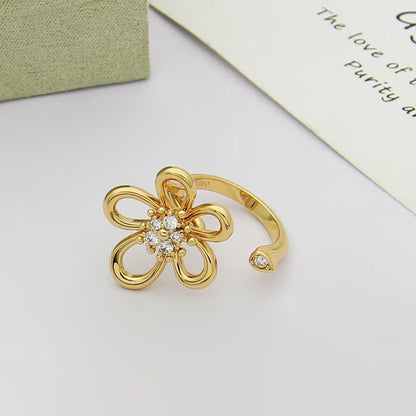 [LORA]  FLOWERLACE OPEN RING 5 DIAMONDS