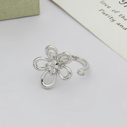 [LORA]  FLOWERLACE OPEN RING 5 DIAMONDS