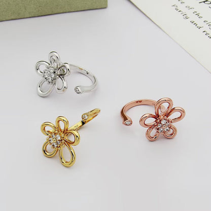 [LORA]  FLOWERLACE OPEN RING 5 DIAMONDS