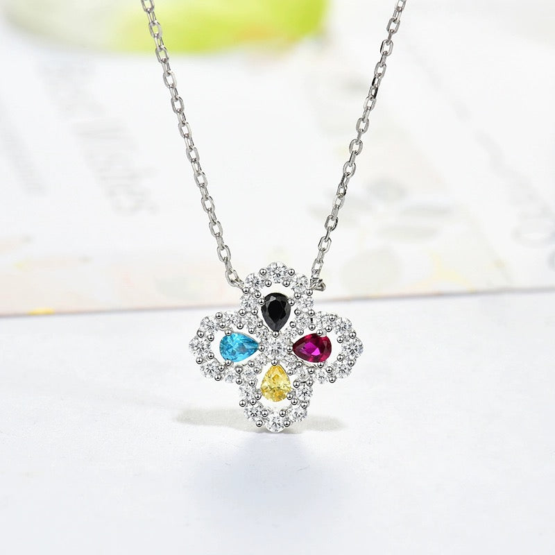 [LORA]LOOP NECKLACE FULL MOTIF DIAMOND 16MM MULTIPLE COLORS