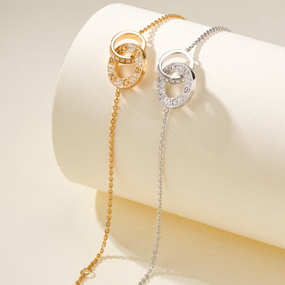 [LORA] LOVE DOUBLE RING FULL DIAMOND BRACELET