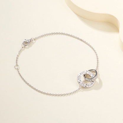 [LORA] LOVE DOUBLE RING FULL DIAMOND BRACELET