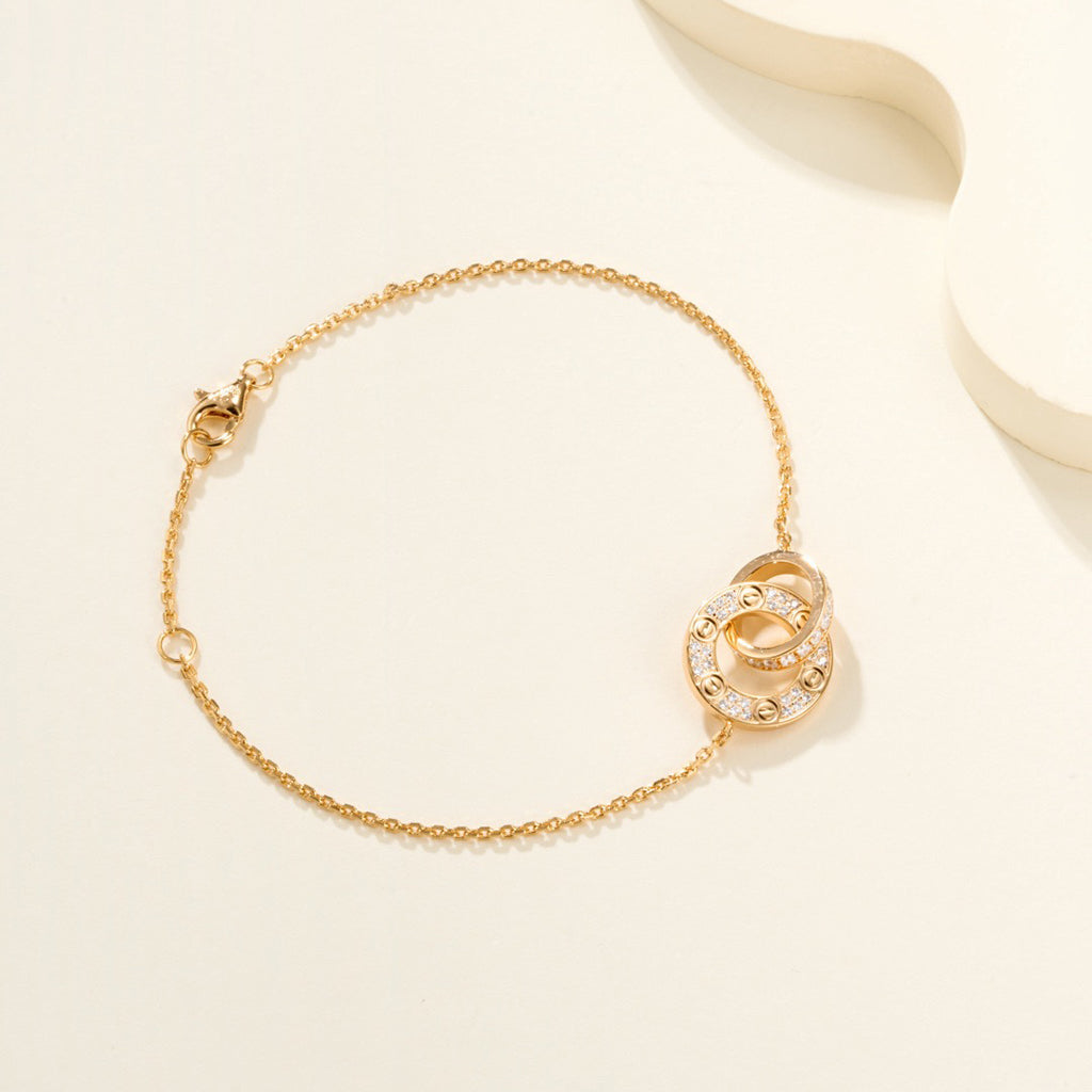 [LORA] LOVE DOUBLE RING FULL DIAMOND BRACELET