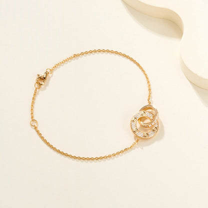 [LORA] LOVE DOUBLE RING FULL DIAMOND BRACELET