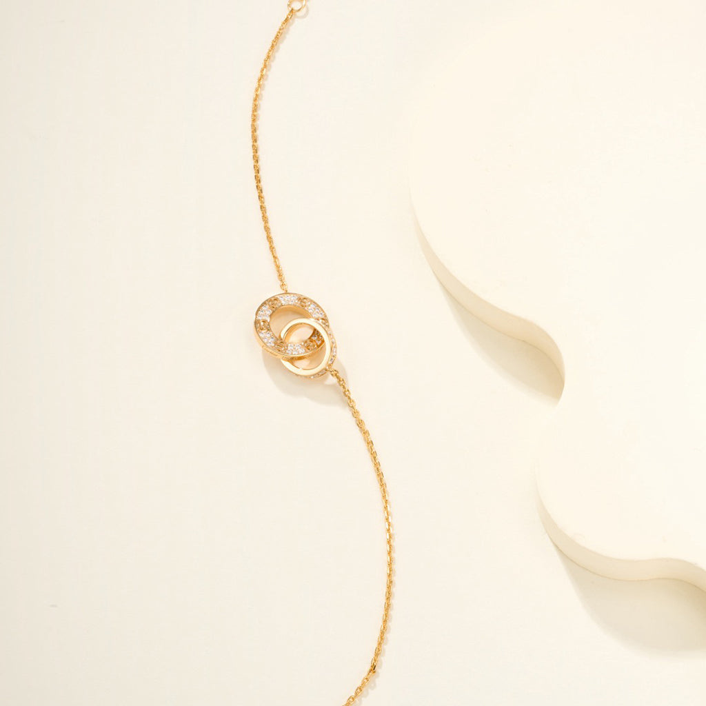 [LORA] LOVE DOUBLE RING FULL DIAMOND BRACELET