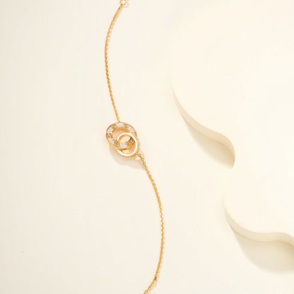 [LORA] LOVE DOUBLE RING FULL DIAMOND BRACELET