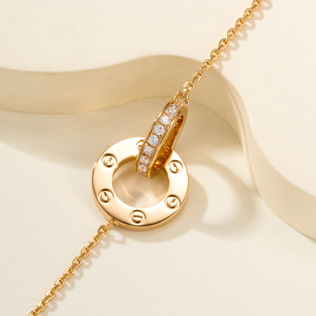 [LORA] LOVE DOUBLE RING FULL DIAMOND BRACELET