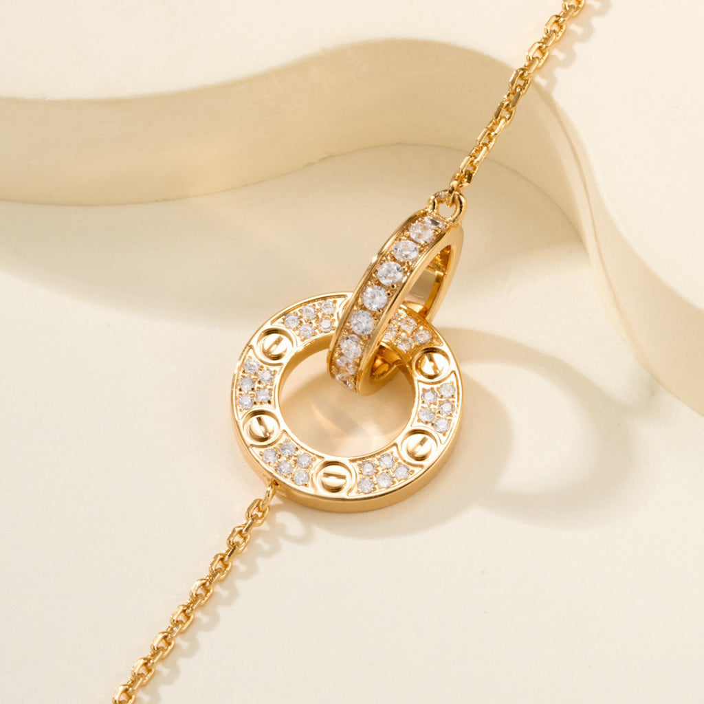 [LORA] LOVE DOUBLE RING FULL DIAMOND BRACELET
