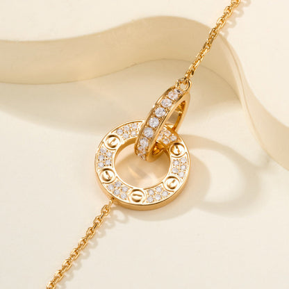 [LORA] LOVE DOUBLE RING FULL DIAMOND BRACELET