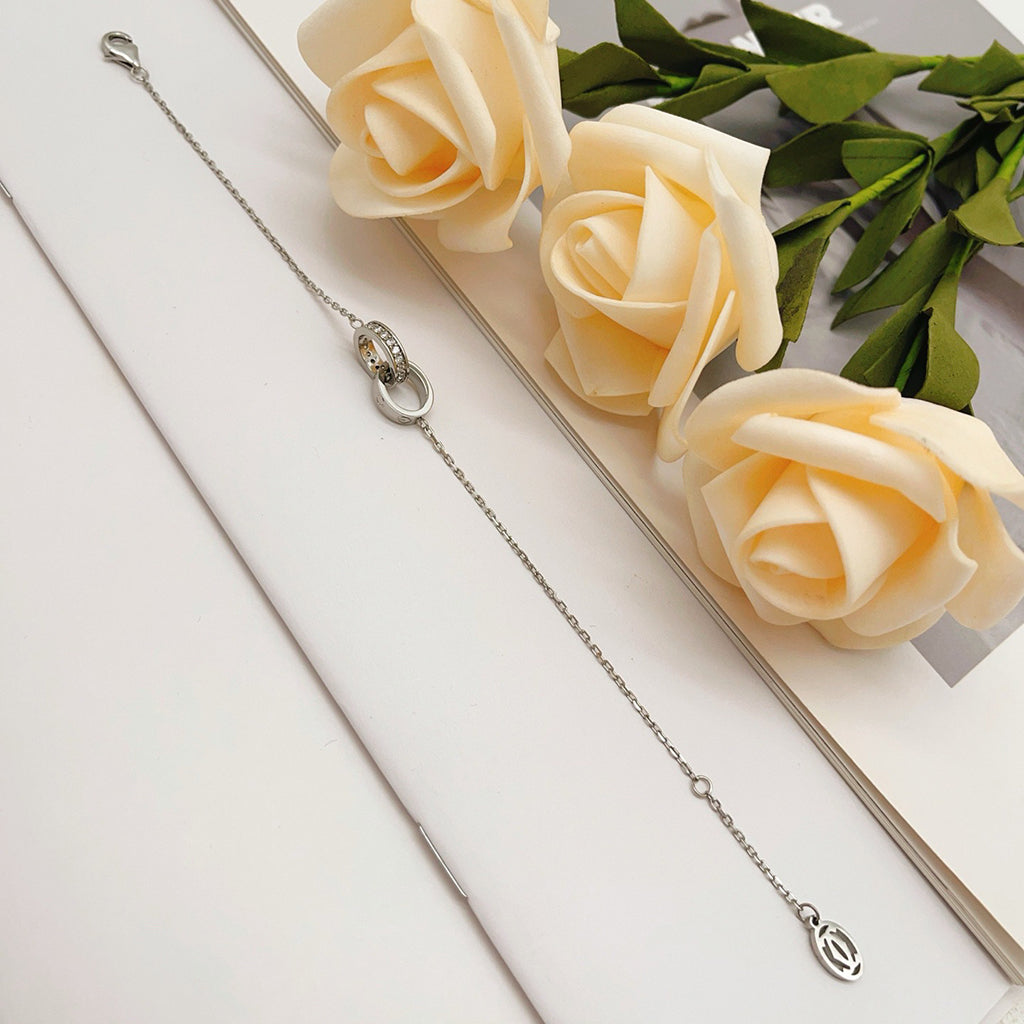 [LORA] LOVE DOUBLE RING HALF DIAMOND BRACELET