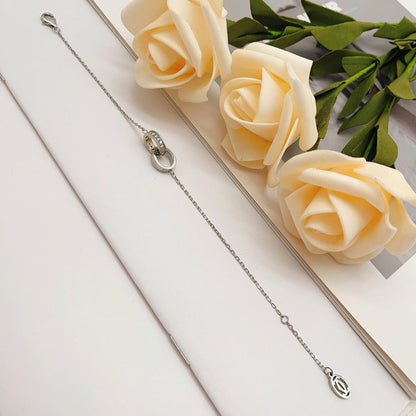 [LORA] LOVE DOUBLE RING HALF DIAMOND BRACELET