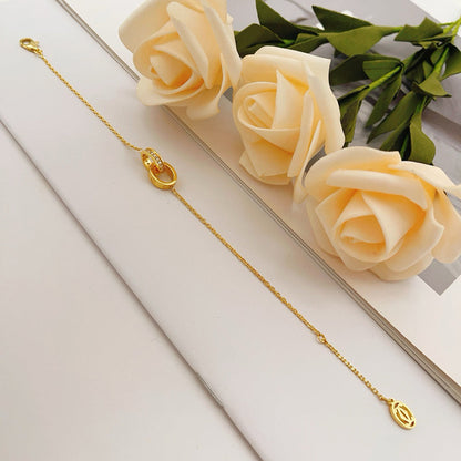[LORA] LOVE DOUBLE RING HALF DIAMOND BRACELET